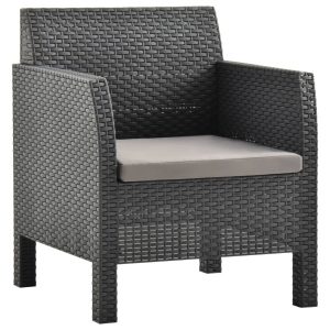 Krzesło ogrodowe z poduszką antracytowe 63x65x76 cm PP Rattan 938424 Krzesło ogrodowe z poduszką antracytowe 63x65x76 cm PP Rattan 938424