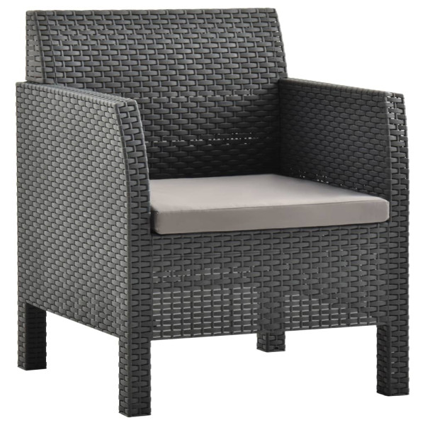 Krzesło ogrodowe z poduszką antracytowe 63x65x76 cm PP Rattan 938424