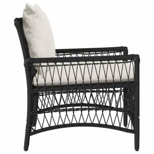 Krzesło Ogrodowe z poduszką Czarny 73 x 61 x 77 cm polirattan 936738 Krzesło Ogrodowe z poduszką Czarny 73 x 61 x 77 cm polirattan 936738