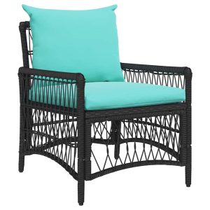 Krzesło Ogrodowe z poduszką Czarny 73 x 61 x 77 cm polirattan 936711 Krzesło Ogrodowe z poduszką Czarny 73 x 61 x 77 cm polirattan 936711