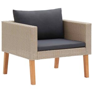 Krzesło Ogrodowe z Poduszką Fotel Ogrodowy Na Taras Ogród Beżowy Rattan 944184 Krzesło Ogrodowe z Poduszką Fotel Ogrodowy Na Taras Ogród Beżowy Rattan 944184