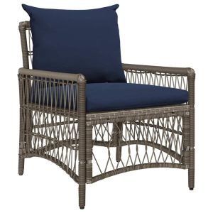Krzesło Ogrodowe z poduszką Szary 73 x 61 x 77 cm polirattan 936770 Krzesło Ogrodowe z poduszką Szary 73 x 61 x 77 cm polirattan 936770
