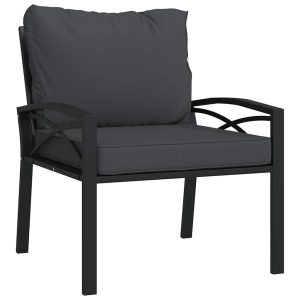Krzesło ogrodowe z szarymi poduszkami 68x76x79 cm stal 936268 Krzesło ogrodowe z szarymi poduszkami 68x76x79 cm stal 936268