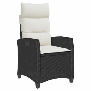 Krzesło Ogrodowe Ze Stolikiem i Poduszkami Fotel Ogrodowy Czarny Rattan 944196 Krzesło Ogrodowe Ze Stolikiem i Poduszkami Fotel Ogrodowy Czarny Rattan 944196