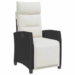 Krzesło Ogrodowe Ze Stolikiem i Poduszkami Fotel Ogrodowy Czarny Rattan 944128 Krzesło Ogrodowe Ze Stolikiem i Poduszkami Fotel Ogrodowy Czarny Rattan 944128