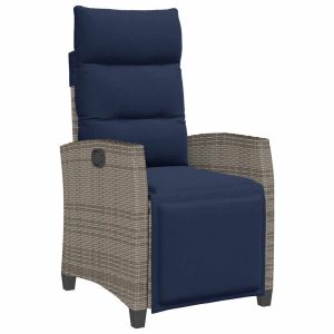 Krzesło Ogrodowe Ze Stolikiem i Poduszkami Fotel Ogrodowy Szary Rattan 944179 Krzesło Ogrodowe Ze Stolikiem i Poduszkami Fotel Ogrodowy Szary Rattan 944179
