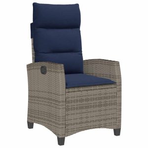 Krzesło Ogrodowe Ze Stolikiem i Poduszkami Fotel Ogrodowy Szary Rattan 944114 Krzesło Ogrodowe Ze Stolikiem i Poduszkami Fotel Ogrodowy Szary Rattan 944114