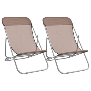 Krzesło plażowe Brąz Stal vidaXL 565248 Krzesło plażowe Brąz Stal vidaXL 565248