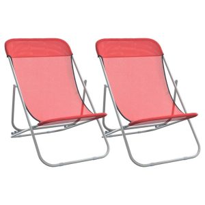 Krzesło plażowe Czerwony Stal vidaXL 565404