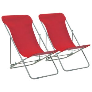 Krzesło plażowe Czerwony Tkanina vidaXL 267175