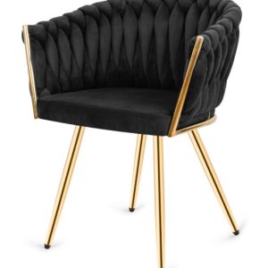 Krzesło plecione Lugano fotel TRECCIA BLACK VELVET GOLD 790443 Krzesło plecione Lugano fotel TRECCIA BLACK VELVET GOLD 790443