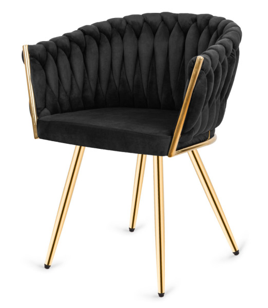 Krzesło plecione Lugano fotel TRECCIA BLACK VELVET GOLD 790443