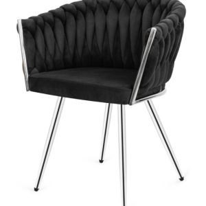Krzesło plecione Lugano fotel TRECCIA BLACK VELVET SILVER 790512 Krzesło plecione Lugano fotel TRECCIA BLACK VELVET SILVER 790512