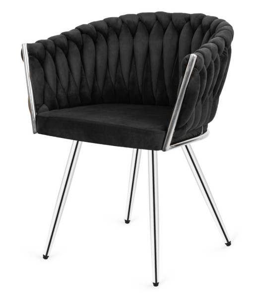 Krzesło plecione Lugano fotel TRECCIA BLACK VELVET SILVER 790512