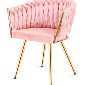 Krzesło plecione Lugano fotel TRECCIA PINK VELVET GOLD 790548 Krzesło plecione Lugano fotel TRECCIA PINK VELVET GOLD 790548