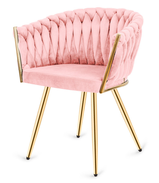 Krzesło plecione Lugano fotel TRECCIA PINK VELVET GOLD 790548