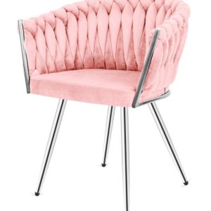 Krzesło plecione Lugano fotel TRECCIA PINK VELVET SILVER 790488 Krzesło plecione Lugano fotel TRECCIA PINK VELVET SILVER 790488