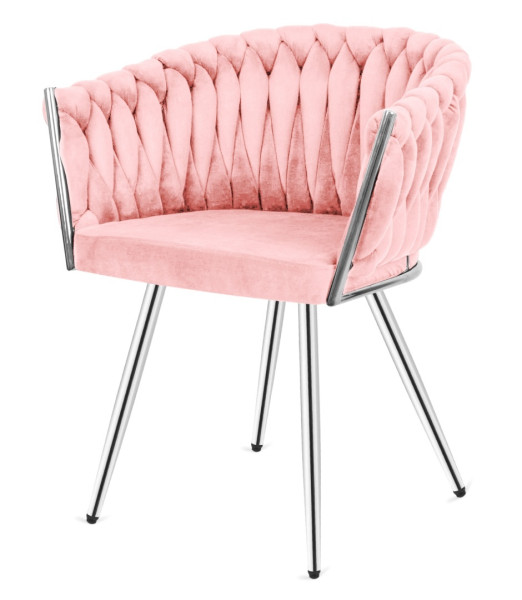 Krzesło plecione Lugano fotel TRECCIA PINK VELVET SILVER 790488