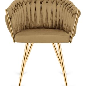 Krzesło Plecione Lugano Fotel Treccia Sand Velvet Gold 790446 Krzesło Plecione Lugano Fotel Treccia Sand Velvet Gold 790446