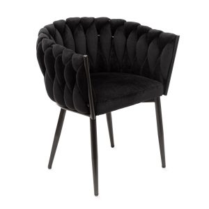 Krzesło PRINSSI welurowe czarne 63x58x71 cm HOMLA 1036559 Krzesło PRINSSI welurowe czarne 63x58x71 cm HOMLA 1036559