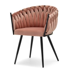 Krzesło Rosa Pudrowy Welur, Podstawa Czarny 344767 Krzesło Rosa Pudrowy Welur, Podstawa Czarny 344767