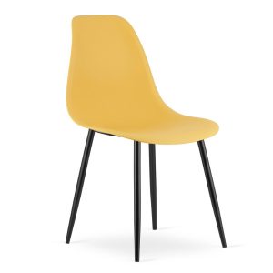 Krzesło skandynawskie musztardowe WAT czarne nogi do kuchni biuro loft 1005454 Krzesło skandynawskie musztardowe WAT czarne nogi do kuchni biuro loft 1005454