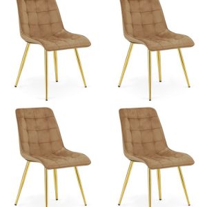 Krzesło Split – Aksamit Brąz / Nogi Złote X 4 1084069 Krzesło Split – Aksamit Brąz / Nogi Złote X 4 1084069