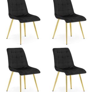 Krzesło Split – Aksamit Czarny / Nogi Złote X 4 1084025 Krzesło Split – Aksamit Czarny / Nogi Złote X 4 1084025