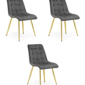 Krzesło Split – Aksamit Szary Ciemny / Nogi Złote X 3 1084074 Krzesło Split – Aksamit Szary Ciemny / Nogi Złote X 3 1084074
