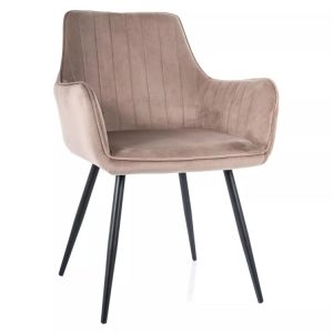 Krzesło tapicerowane APPLE VELVET ciemnobeżowe 924463
