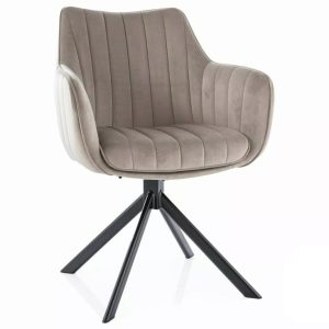 Krzesło tapicerowane AZALIA VELVET ciemnobeżowe obrotowe 855262