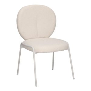 KRZESŁO TAPICEROWANE Bianco białe boucle METALOWE NOGI 310793