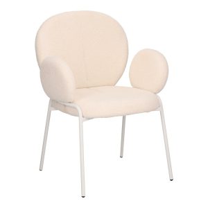 KRZESŁO TAPICEROWANE Bianco białe boucle Z PODŁOKIETNIKAMI 293939