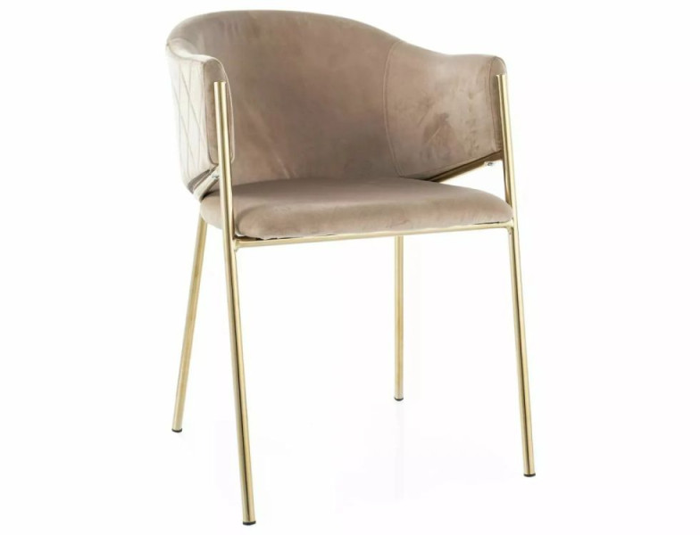 Krzesło tapicerowane BONO VELVET beżowe/złote 845560