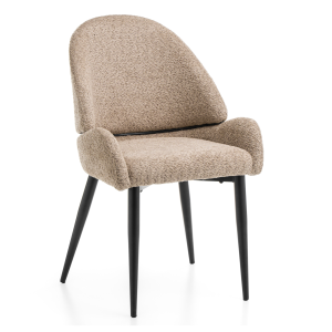 Krzesło tapicerowane boucle do salonu BERGAMO ciemnobeżowe 480374 Krzesło tapicerowane boucle do salonu BERGAMO ciemnobeżowe 480374