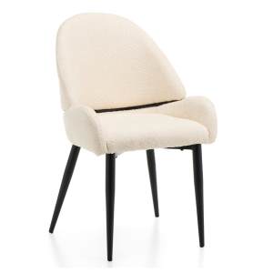Krzesło tapicerowane boucle do salonu BERGAMO jasnobeżowe 480370 Krzesło tapicerowane boucle do salonu BERGAMO jasnobeżowe 480370
