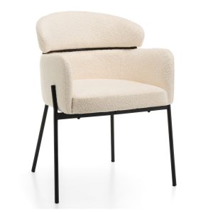 Krzesło tapicerowane boucle do salonu BOLZANO jasnobeżowe 685157 Krzesło tapicerowane boucle do salonu BOLZANO jasnobeżowe 685157