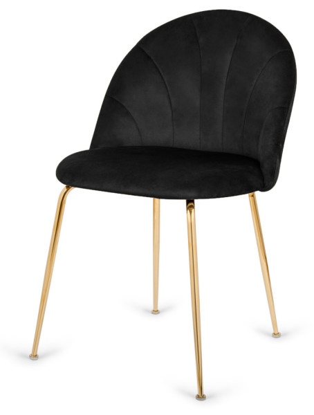 Krzesło tapicerowane CAMILA BLACK VELVET GOLD 790513