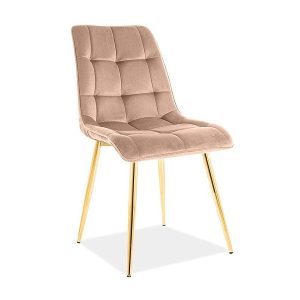 Krzesło tapicerowane CHIC VELVET GOLD beżowe 855240 Krzesło tapicerowane CHIC VELVET GOLD beżowe 855240