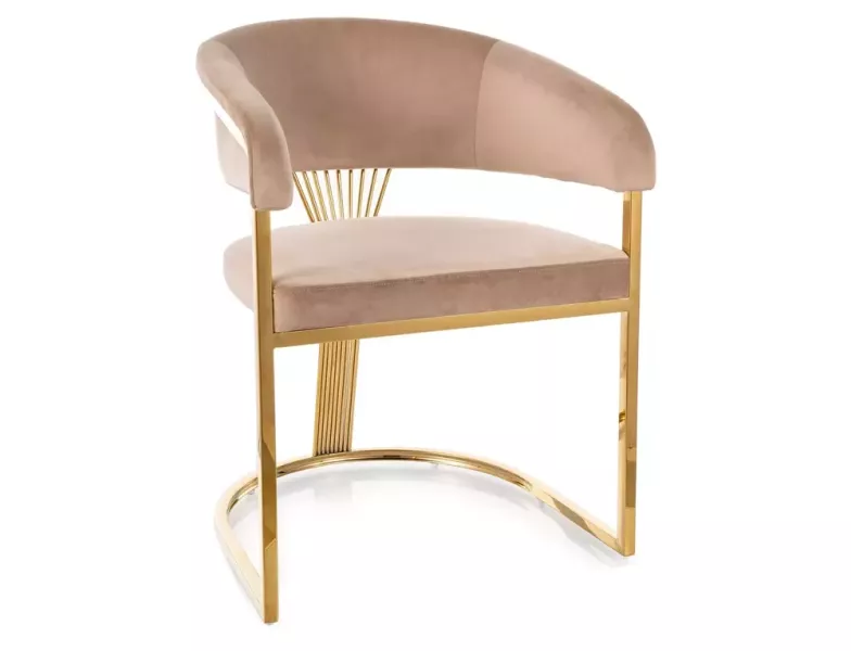 Krzesło tapicerowane CROWN VELVET beżowe 854098