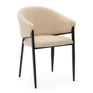 Krzesło tapicerowane do salonu boucle GLAMOUR ciemnobeżowe 641863 Krzesło tapicerowane do salonu boucle GLAMOUR ciemnobeżowe 641863