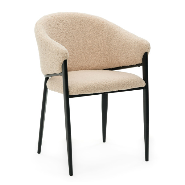 Krzesło tapicerowane do salonu boucle GLAMOUR ciemnobeżowe 641863
