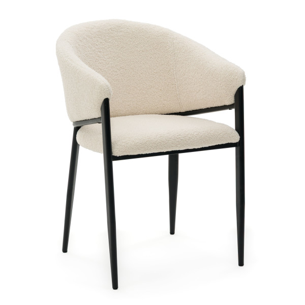 Krzesło tapicerowane do salonu boucle GLAMOUR jasnobeżowe 641866