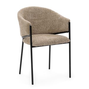 Krzesło tapicerowane glamour szenilowe BUENO beżowe 641878
