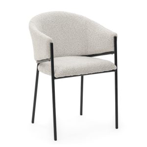 Krzesło tapicerowane glamour szenilowe BUENO jasnoszare 641822