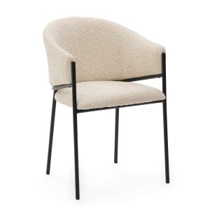 Krzesło tapicerowane glamour szenilowe BUENO kremowe 1030535