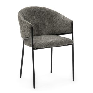 Krzesło tapicerowane glamour szenilowe BUENO szare 641852