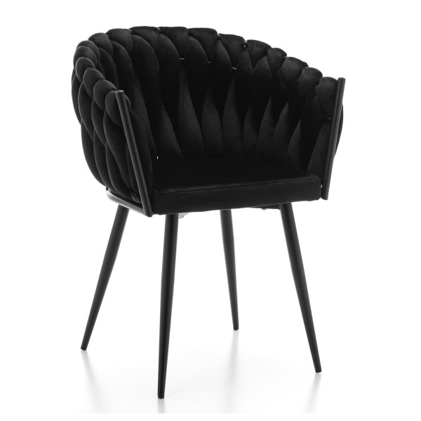 Krzesło tapicerowane glamour welurowe salon LATINA czarne 187606