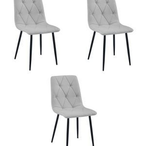Krzesło tapicerowane LIBRA jasnoszare eleganckie do kuchni jadalni x3 881759 Krzesło tapicerowane LIBRA jasnoszare eleganckie do kuchni jadalni x3 881759