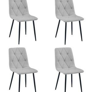 Krzesło tapicerowane LIBRA jasnoszare eleganckie do kuchni jadalni x4 879307 Krzesło tapicerowane LIBRA jasnoszare eleganckie do kuchni jadalni x4 879307